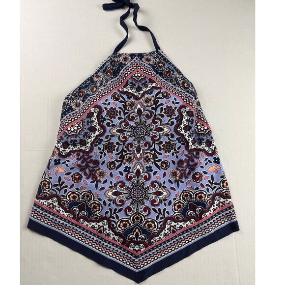 Kona Sol Purple Floral High Neck Tankini Top - Size S - Picture 2 of 7